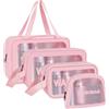 Aucuu Borse Da Toilette Trasparente, 4 Pezzi Beauty Case Trasparente, PVC Trousse da Viaggio Impermeabile, Borsa Cosmetici da Viaggio, Cosmetici Trucco Portatile per Bagno, Piscina, Aereo