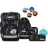 ergobag cubo light Bundle Set AW25/26, zaino scolastico ergonomico, extra leggero, set da 6 pezzi, 860 g Super ReflectBear - Nero