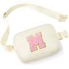 YOOLIFE Marsupio con lettere per bambini e bambine, regalo per ragazze 3 4 5 6 7 8 9 10 11 12 anni, personalizzato per adolescenti regali per donne fidanzate sorelle mamma, beige., M