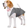 Kuoser Abito Smoking per Cani, Set Vestito Bandana Collare Cani per Matrimoni Cani Smoking Elegante con Papillon, Formale Vestito Cani Partito, Rimovibile Cravatta Cane e Vestito