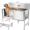 Generico Vasca da Bagno per Cani,Stazione di Lavaggio per Animali Domestici,Stazione di Bagno Professionale per Cani in Acciaio Inossidabile,Vasca per Toelettatura Cani,Stazione Lavaggio(47In/120Cm)
