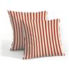Mexpekil Confezione da 2 federe per cuscini da esterni, 45 x 45 cm, impermeabili, morbide, motivo a righe rosse, decorative, per divano, giardino, patio, decorazione della casa