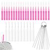 Gosknor 40 Pezzi di Detergente per Soffioni Doccia, 2 Design di Spazzole per la Pulizia del Soffione Doccia Multi-Dimensione Anti-Intasamento per Ugelli per Piccoli Fori del Bagno (Rosa Rossa)