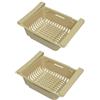 VIRSUS 2 Cesti per Frigorifero 6853, cassetto Organizer allungabile da 20cm Fino a 28cm, Contenitore Retrattile per conservare Alimenti in frigo, Cucina, dispensa (Beige)