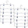 DEWEL - Gruccia Multipla con Pinze, 6 Livelli, per Jeans, Gonne, Asciugamani, Pantaloncini - Metallo, 2 pcs