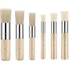 TLDBATICE 6 Pennelli per Stencil Rotondi, Pennelli a Tampone per Stencil, Pennelli in Legno, 5 Misure per DIY, Decorazione Mobili e Pareti