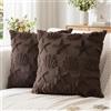 Artscope 2 Pezzi Stella del Mare e Conchiglie Federe in Lana Corta Velluto Copricuscini Morbido Decorativo Fodere per Cuscino Vacanza Stile per Divano Camera da Letto Marrone Scuro 40x40 cm