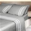 Mahome Set Lenzuola Matrimoniale in 100% Cotone Percalle 300 fili (TC) - Balza a doppio bordino - Lenzuolo con angoli 180x200x30, lenzuolo sopra 250x290, 2 federe 50x80 - Made in Italy (Grigio-Panna)