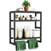 Zuxbolf Mensole Bagno a Parete in Legno di bambù con 3 Ripiani,Scaffale Bagno Salvaspazio a 3 Livelli in bambù da 43 x 42 x 15 cm per Soggiorno Balcone Cucina (Nero)