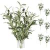 TYSM-CC Piante artificiali alte 28 cm, rami di ulivo sintetici, 6 pezzi, per vasi, foglie di ulivo finte, steli artificiali per interni, per centrotavola, decorazione, matrimonio, verde, casa, feste