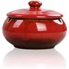 RZXBB Posacenere in ceramica con coperchio, posacenere per interni o esterni, in stile retrò, posacenere creativo fatto a mano, come decorazione per casa e ufficio (rosso)