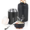 Dreamhigh® Thermos Alimenti Caldi 550 ml, Contenitore Termico di Acciaio Inossidabile con con Cucchiaio, Thermos Pappa Neonati A Prova di Perdita, per Zuppa, Porridge, Riso (Nero)
