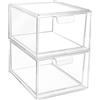 KITDAHOM 2 Cassetti trasparenti impilabili - Contenitori per cassetti - Contenitori in plastica per vanità - 16 tappetini antiscivolo - ideale per bagno, camera da letto, scrivania e altri scenari