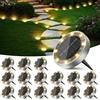 Peasur Luci Solari da Giardino, 16 Pezzi Faretto Led da Esterno Solare da Terra, 8 LED Sepolta Faretti Solari Impermeabile per Prato, Scala, Paesaggio (Bianco Caldo)