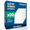 Eurocali 20 Pannelli LED 60x60 40W Quadrati da Incasso 4800 Lumen - Luce Naturale 4000K - Plafoniera da Ufficio Alta Luminosità 120 lm/W Lampada da Soffitto per Controsoffitti Modulari