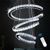Finktonglan Lampadari Moderni Dimmerabili, Lampadari di Cristallo a 3 Anelli con Telecomando, Forma Regolabile, Lampadario Lineare a LED Luce a Isola per Cucina Sala da Pranzo Soggiorno, H47.2''