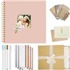 Vienrose Album Fotografico Scrapbook Fai da Te, 25,5 x 25,5 cm DIY Kit Completo con Copertina in Tela, 40 Pagine Bianche Accessori, Regalo per Matrimonio, Nascita, Viaggi, Compleanni, Natale, Rosa