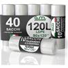 G.M. DISTRIBUZIONE GM 40 Sacchi Trasparenti Super Resistenti 90x120 cm in Plastica LDPE, 120 litri, 70 Grammi a Sacco, Sacchetti indifferenziata, Buste spazzatura, Sacchi immondizia condominiali, 4 Rotoli da 10 Buste
