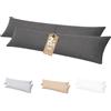MEBY Set di 2 federe per cuscini per dormire sul fianco, 100% jersey di cotone, ultra morbide e traspiranti, 170 g/m², con chiusura lampo nascosta (grigio antracite, 40 x 145 cm)