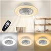 YRHome Ventilatore da soffitto a LED da 36 W, con illuminazione e telecomando, dimmerabile, velocità del vento, lampada da soffitto moderna, ultra silenziosa, cambia colore per soggiorno