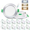 ALUSSO LIGHTING Faretto LED da Incasso, 7W Dimmerabile, Bianco Caldo 3000K/Bianco Neutro 4000K/Bianco Freddo 6500K Regolabile, Faretto LED Extra Piatto 29mm, Faretto da Bagno IP44, Cromo Set di 12