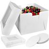 KUOGAS Scatola Torta in Cartone (30 x 30x 20cm), 10 pz Scatole per torte con finestra, Scatola alta per torte con vassoio, Scatola da trasporto per torte e pasticceria (12x12x8inch - 10Stk)