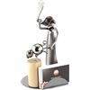 Steelman24 I Omini di Viti Macellaio con Mannaia con Portabiglietti da Visita I Idee Regalo Originale I Soprammobili in Metallo I Modellino