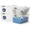 Iris Ohyama FTB-40 - Set di 4 Scatole Portaoggetti con Coperchio, 40 l, Opaco, Chiusura Sicura, Impilabili, Manici, per Camera da Letto, Armadio, Ufficio, Organizzazione, Plastica senza BPA