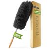 BAMBUA Spolverino per Polvere - [Microfibra Speciale] - Manico Bambù - Togli Ragnatele Allungabile - Spolverino Telescopico Premium per una Pulizia Sostenibile - Piumino per Spolverare (240 cm)
