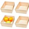 VIQIHEOE Scatole Portaoggetti in Legno Grezzo, 4 Pezzi Piccole Scatole Quadrate in Legno, 15x15x6 cm Scatola Quadrate Fai Da Te Senza Coperchio, per la Cucina, L'ufficio, Salotto, Artigianato