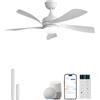 Sofucor 114cm Smart Ventilatore da Soffitto con Luce, Alexa/App, Telecomando, WiFi, Timer, 6 Velocità, 3 Regolazioni di Colore, DC, Dimmerabile, Silenzioso Ventilatore da Soffitto per Soggiorno