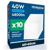 Eurocali 10 Pannelli LED 60x60 40W Quadrati da Incasso 4800 Lumen - Luce Fredda 6500K - Plafoniera da Ufficio Alta Luminosità 120 lm/W Lampada da Soffitto per Controsoffitti Modulari
