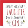 Stuff4 Biglietti divertenti con scritta Get Well Soon uomini e donne con scritta in lingua inglese Best Medicine is Laughter con scritta Another is Gin Speedy Recovery 145mm