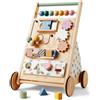 Tiny Land girello in legno, Set Baby Walker, ausilio per imparare a camminare con velocità regolabile per bambini e bambine, ausilio per camminare e centro attività per bambini