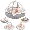 YOBWOK Palestrina Neonato Multiattivita, 5 in 1 per bebè con 5 Giocattoli,Palestrina Evolutiva Neonato con attività, tappeto gioco e vasca palline con lati, Palestrina Bambini,Antiscivolo Addensato