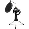 Depusheng Treppiede da tavolo regolabile con supporto per condensatore da studio per microfono Supporto per microfono con copertura per filtro antivento