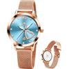 Raitown Orologio Donna in Acciaio Inossidabile, Quarzo Analogico, Oro Rosa