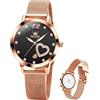 Raitown Orologio Donna in Acciaio Inossidabile, Quarzo Analogico, Oro Rosa