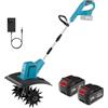 WIWOLER Motozappa a Batteria, Motozappa Elettrica con 2 Batterie 4.0Ah, 550W Motore Brushless, Larghezza 20cm Profondeur 15cm, Motoazada Bateria con Manico Smontabile per Giardino, Orto e Lavorazione