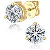 MomentWish Moissanite Orecchini Oro, 2 Carati/6.5mm Orecchino Punto Luce Brillante Uomo Argento Diamante Donna Anallergici Regalo-3 Prong