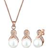 Elli Set di Gioielli Simbolo dell'infinito femminile con perle d'acqua dolce e cristalli in Argento 925 Oro rosa