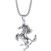 PAURO Uomo Collana con Ciondolo a Forma di Cavallo Zodiaco con personalità Lucida in Acciaio Inossidabile con Catena 24''