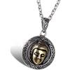 oidea collana da uomo con ciondolo in acciaio inox Buddha testa principale Portrait amuleto ciondolo con 55 cm catena collare, Oro Argento