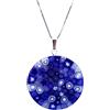 LE GEMME DI VENEZIA Collana Donna Con Pendente Murrina Milefiori Venezia In Vetro Originale Di Murano E Argento 925 Diametro 32N (Colore 7)