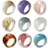 SUPVOX Set Di 9 Anelli Spessi In Resina Acrilica Multicolore, Anelli Larghi A Cupola Bombata Vintage Per Feste E Decorazioni Per Dita Da Donna, Gioielli Trasparenti E Colorati