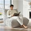 RelaxRelife Pouf in schiuma ad alta densità, divano da pavimento in ciniglia con schienale, poltrona da lettura per interni, divano lazzy per soggiorno e camera da letto (Beigewhite)