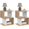 IDMarket - Set di 2 comodini a S Sofia con contenitori a Giorno in faggio ed Effetto Bianco
