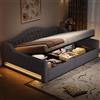 YuQozii Divano letto imbottito 140 x 200 cm, con illuminazione suggestiva e spazio sotto (grigio)
