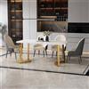 PUGSDRLY Tavolo da pranzo 117 x 68 cm, struttura in metallo, tavolo da pranzo rettangolare, moderno in marmo, per sala da pranzo, soggiorno (stile 5, bianco+oro)