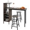 RELAX4LIFE Set di Tavolo con 2 Sedie con Porta Bottiglie da Vino, Portacalici, 4 Ripiani, Salvaspazio, Per Balcone, Cucina, Soggiorno, in Legno e Metallo,120 x 40 x 121,5 cm (Marrone scuro)